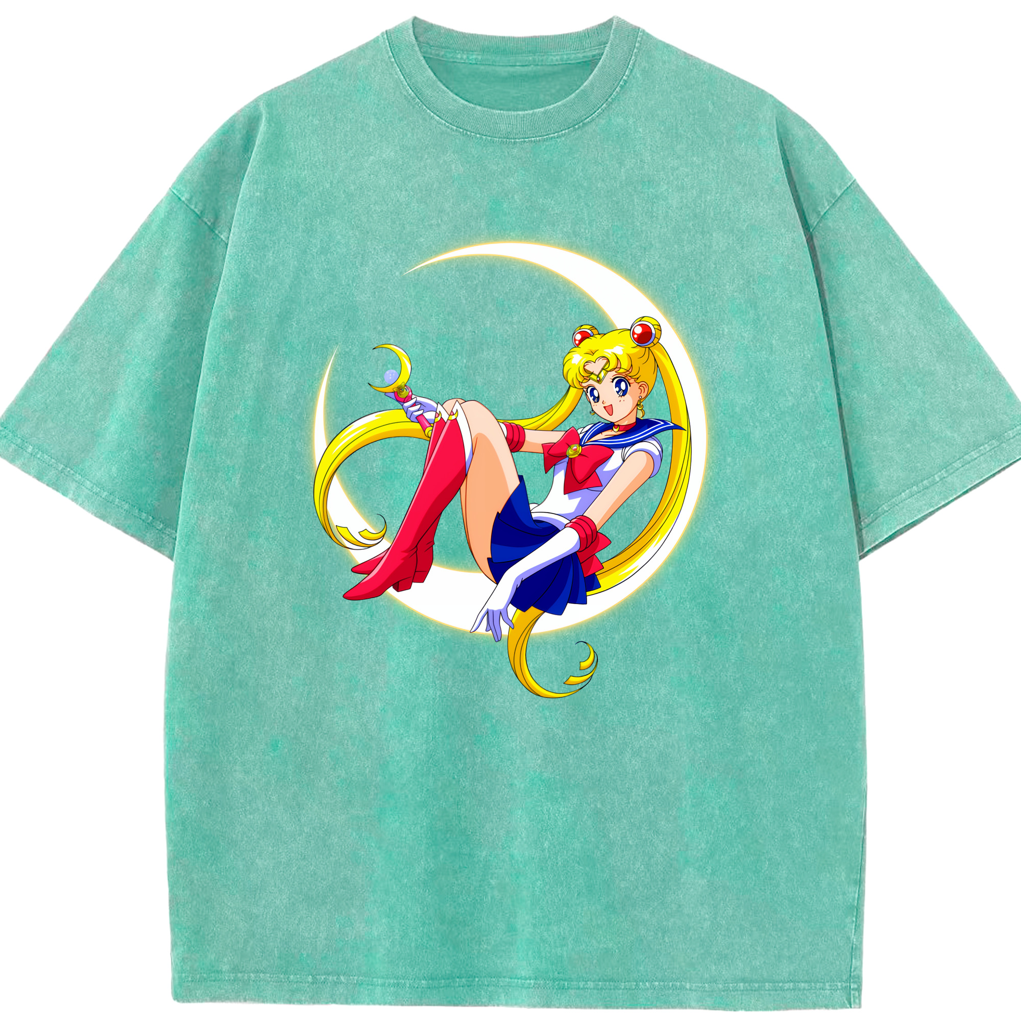 （画像用） 美少女戦士セーラームーン 月野 うさぎ つきの うさぎ Sailor Moon Tsukino Usagi 綿100% ヴィンテージ風 半袖Tシャツ（フロントプリント）